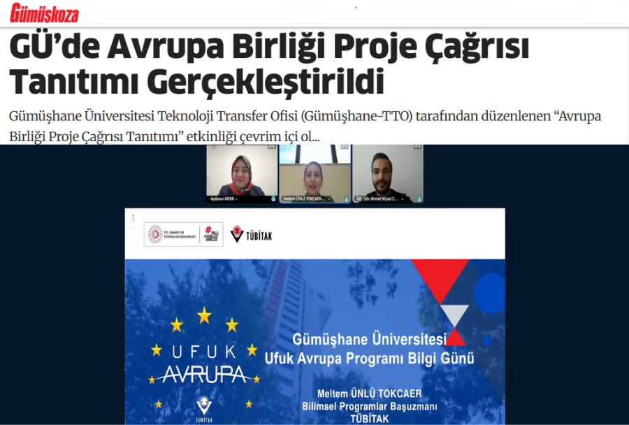 “Gümüşhane-TTO Avrupa Birliği Proje Çağrısı Tanıtımı etkinliği basında.”